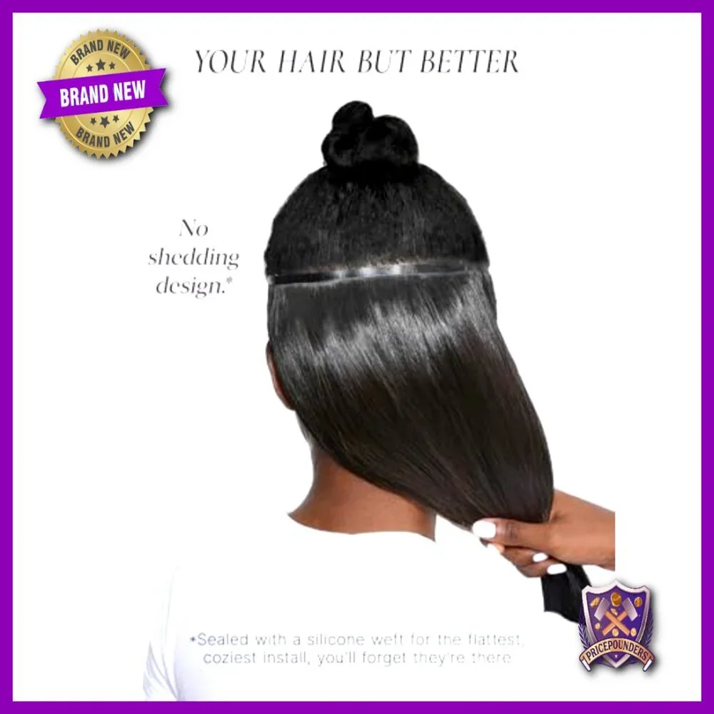 22 Inch Clip In Human Hair Extensions 2 Pack 7 Pieces Silky Straight - Picture 3 of 7